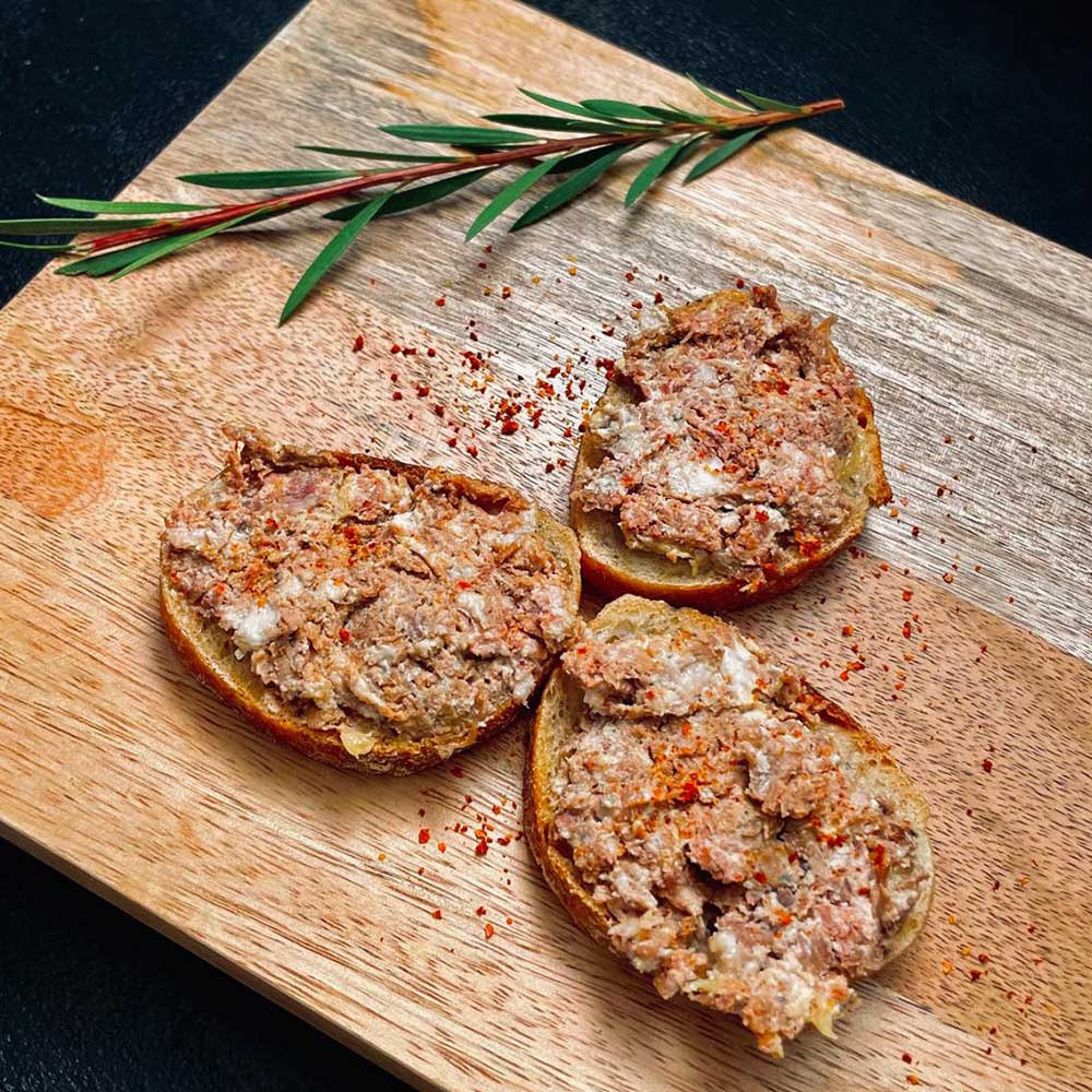Tartines de rillettes de canard au piment du Château Bellevie